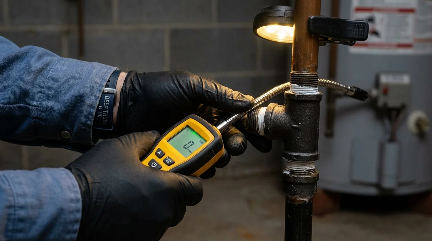 Gas leak detection with electronic sniffer by Johns Plumbing LLC in Whitehall